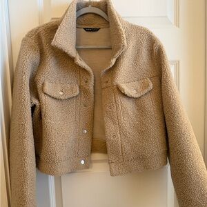 SHEIN Women's Cozy Tan Teddy Jacket